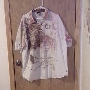 Men's Casual Button Down Shirt with Graphic Design